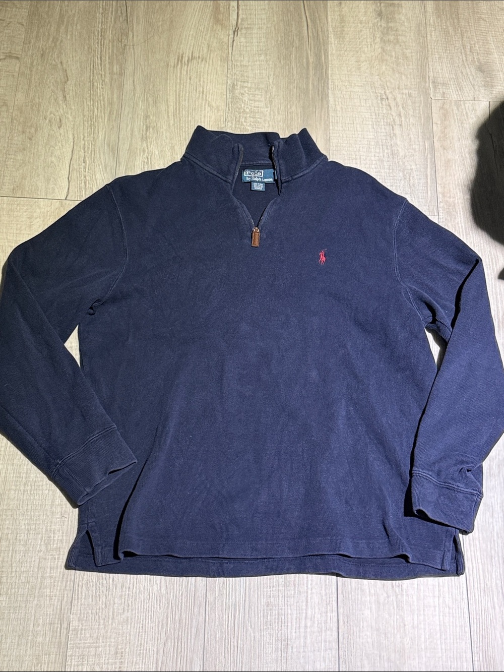 Polo Ralph Lauren Navy Half-Zip Sweater with Red Logo